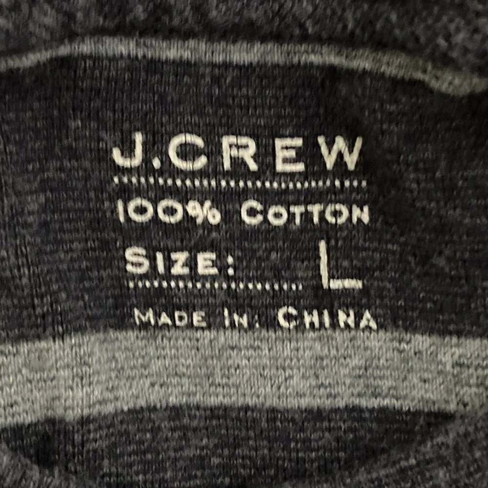J. Crew Striped Crew Neck Long-Sleeve Tee Size L Navy Gray 100% Cotton